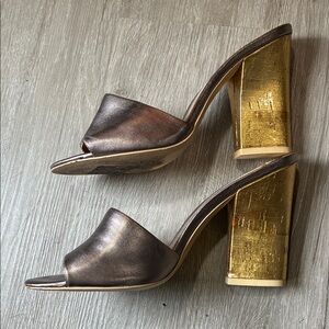 Hale Bob Elegant Metallic Slide Sandals